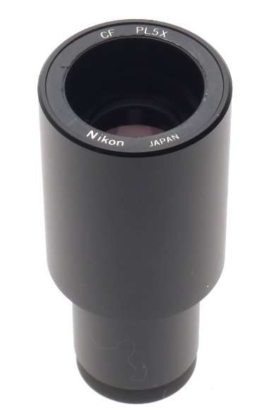 NIKON MICROSCOPE EYEPIECE CF PL5x BLACK LENS USED BARGAIN CLEAN COATINGS