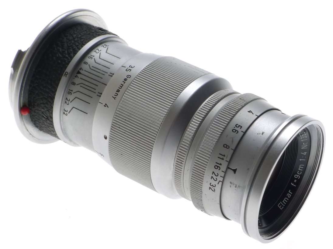 LEICA M MOUNT ELMAR f=9cm 1:4 CAMERA LENS CAP LEITZ CHROME 1:4/90mm EXCELLENT NR