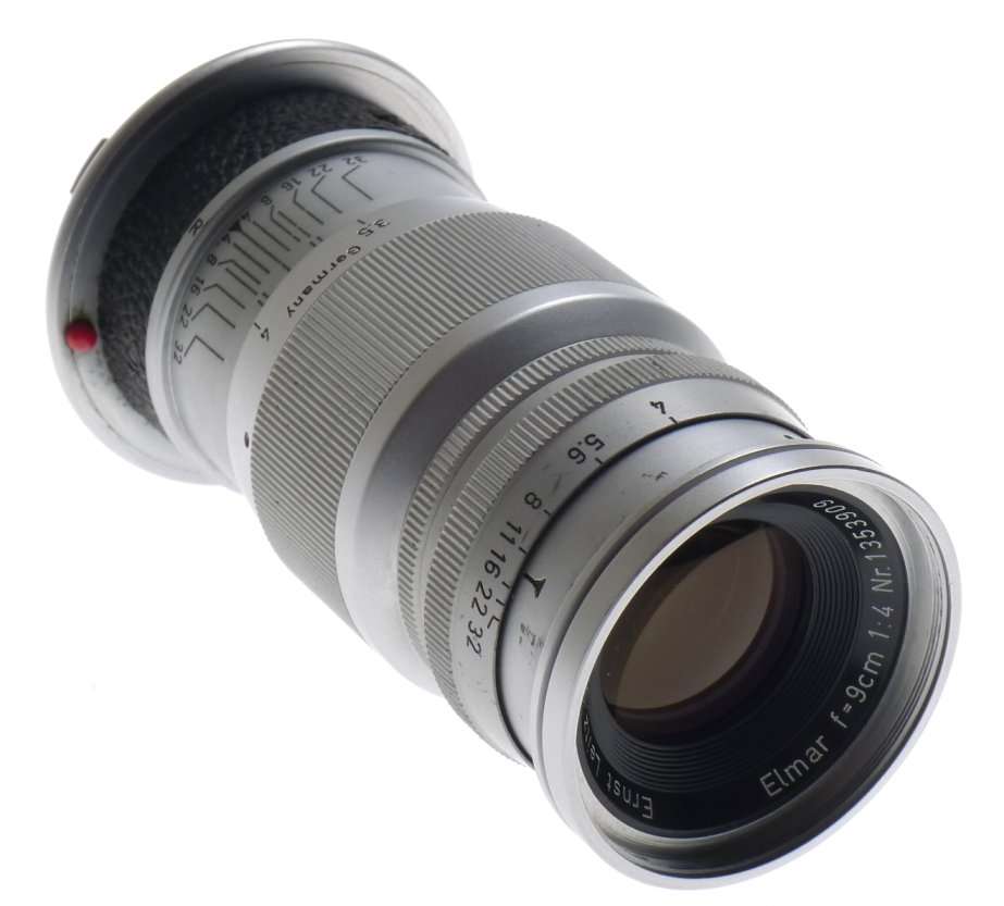 LEICA M MOUNT ELMAR f=9cm 1:4 CAMERA LENS CAP LEITZ CHROME 1:4/90mm EXCELLENT NR