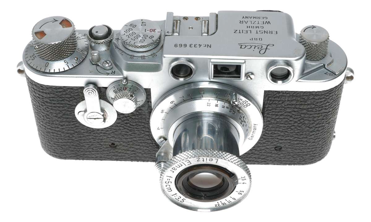 Leica IIIf RF 35mm film camera Leitz Elmar f=5cm 1:3,5 vintage self timer