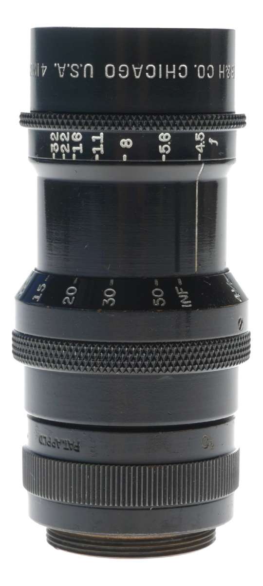 TELATE f4.5 C-Mount 4 inch B H Co. black paint Yellow dot lens 4.5/100mm