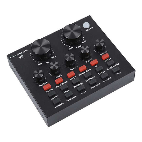 Live Sound Card - Live Stream or Karaoke Audio Interface 12 sound effects, and 10 effect modes