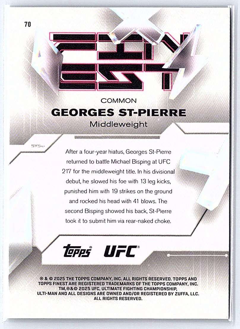 Georges St-Pierre 2025 Topps Finest UFC #70 - NM