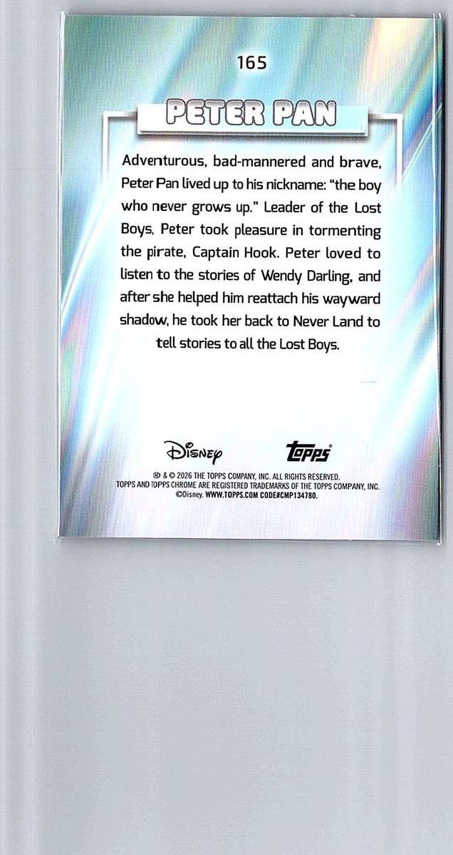 Peter Pan Topps Disney Chrome 2026 #165 - NM