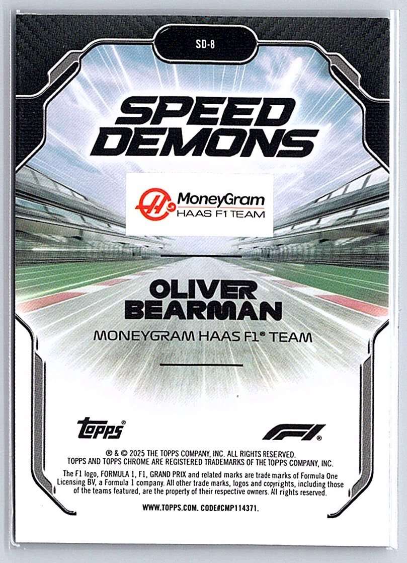 Oliver Bearman F1 Topps Chrome 2025 #SD-8 RC - NM