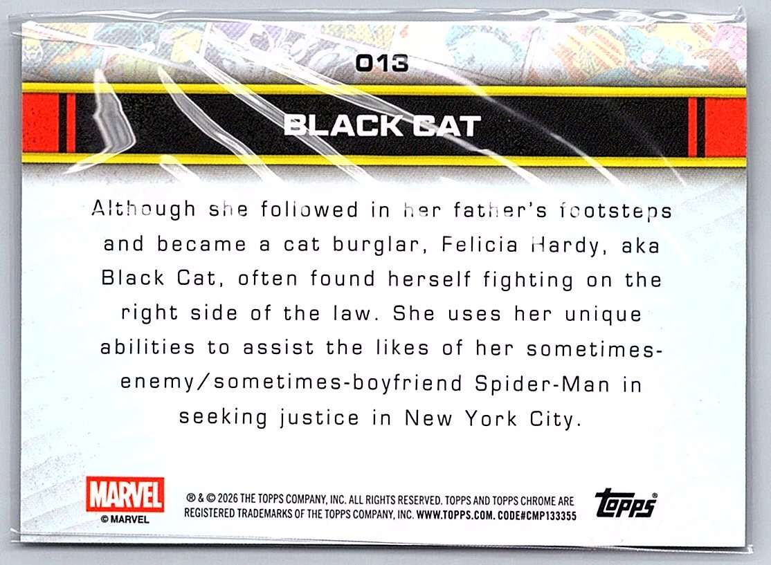 Black Cat Topps Marvel Comics Chrome 2026 #013 - NM