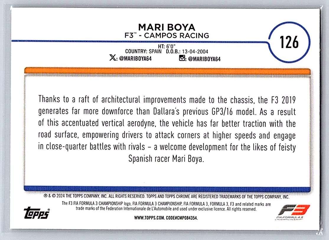 Mari Boya F1 Topps Chrome 2024 #126 - NM