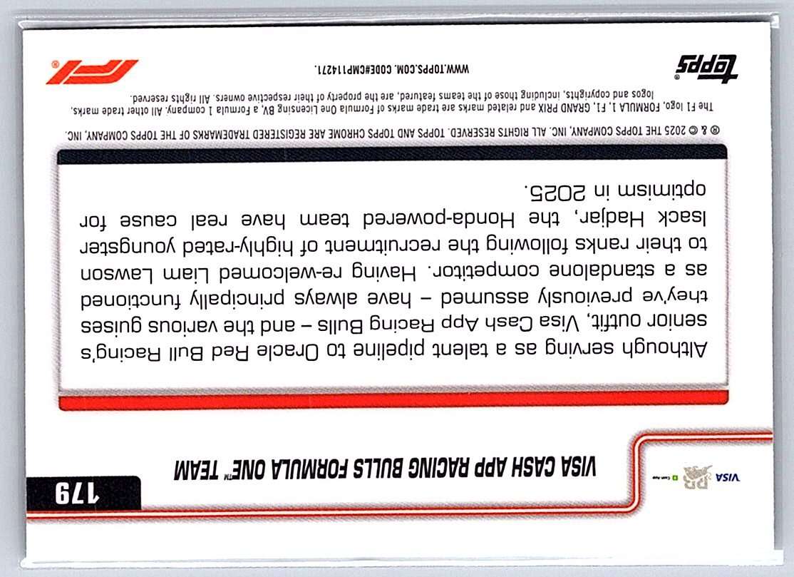 Oracle Red Bull Racing F1 Topps Chrome 2025 #179 - NM