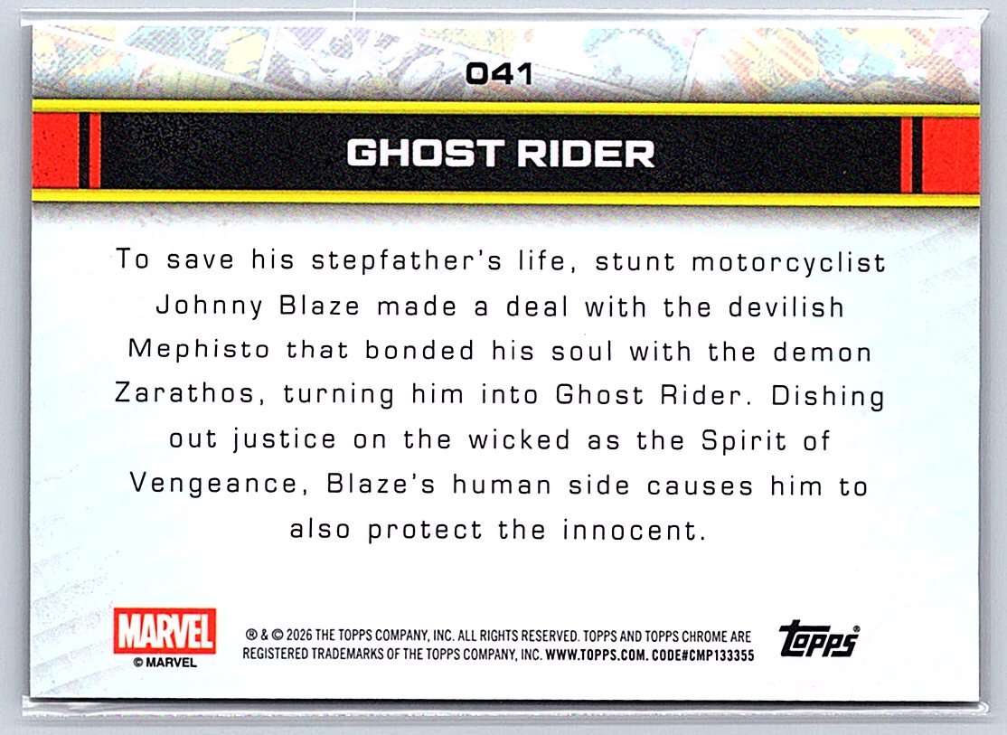 Ghost Rider Topps Marvel Comics Chrome 2026 #041 - NM