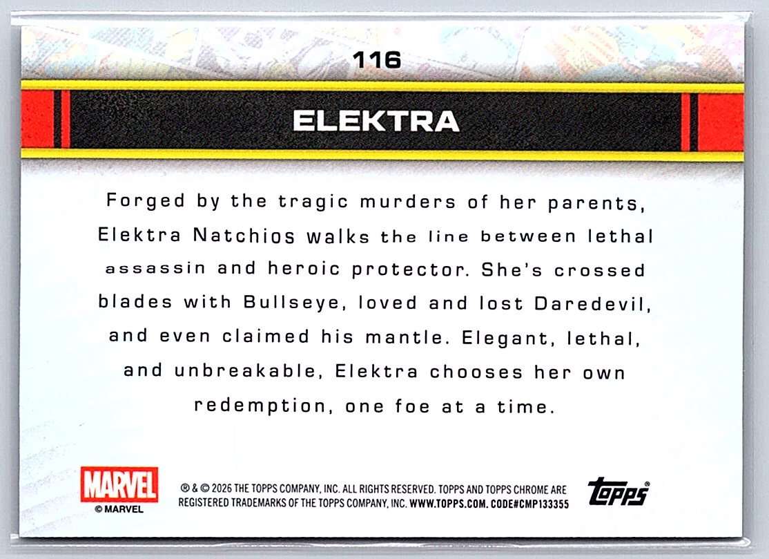 Elektra Topps Marvel Comics Chrome 2026 #116 - NM