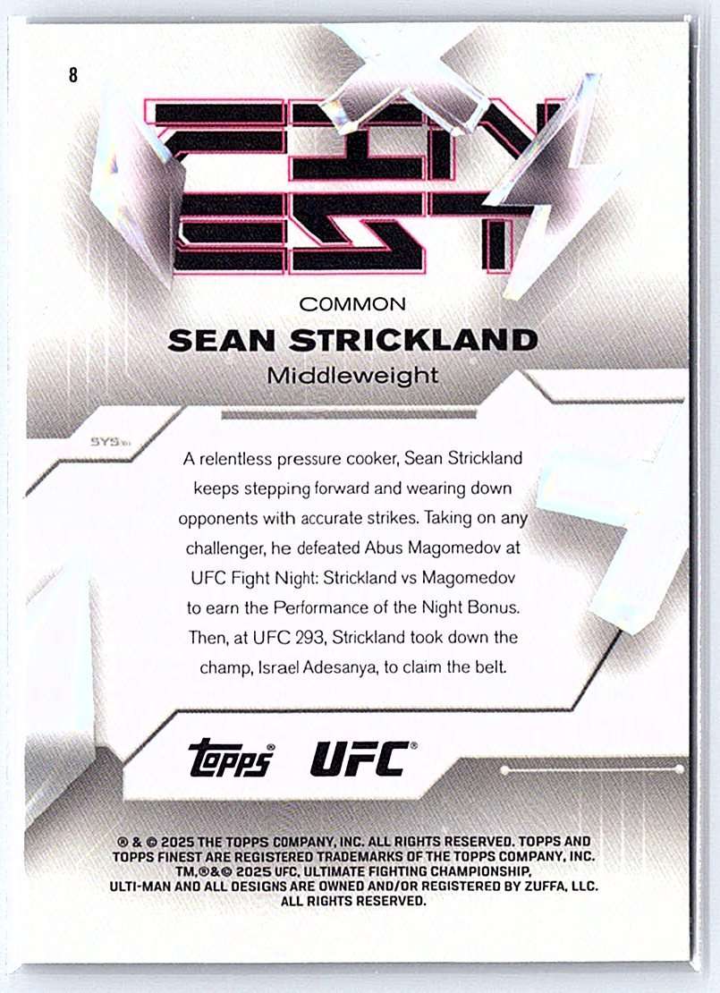 Sean Strickland 2025 Topps Finest UFC #178 - NM