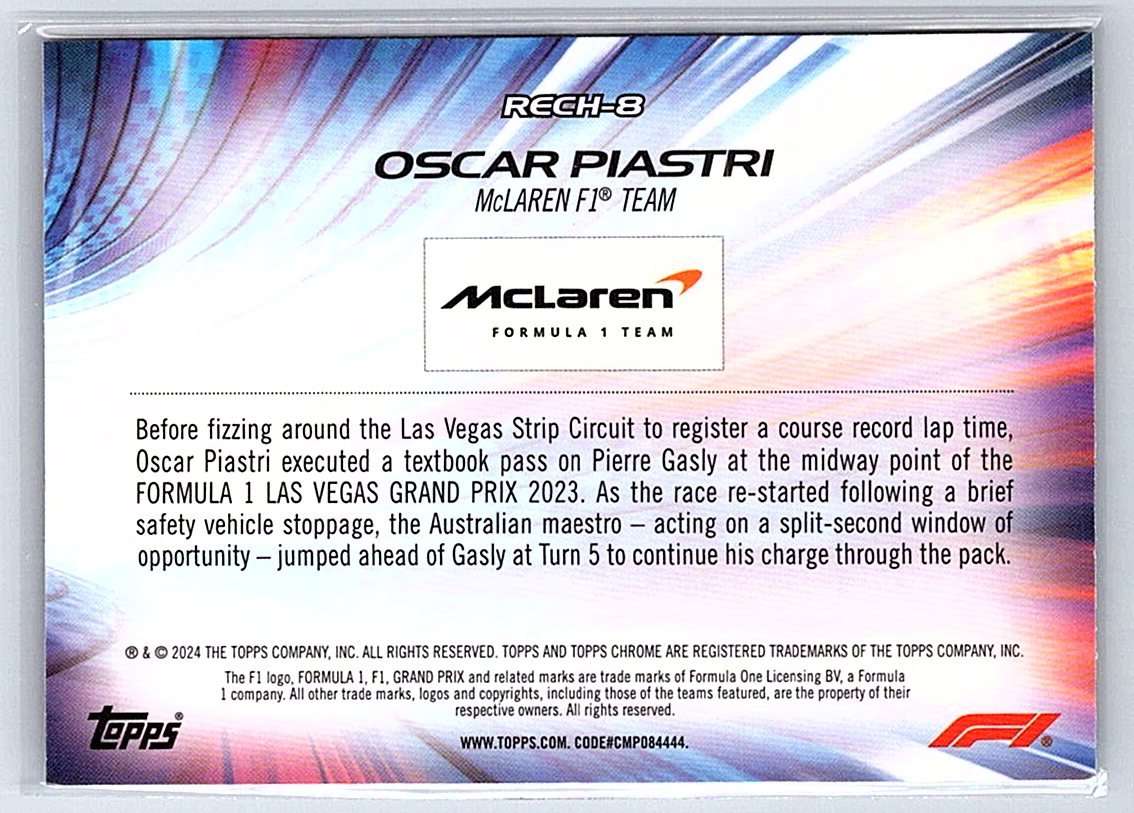 Oscar Piastri 2024 Topps Chrome F1 #RECH-8 - NM