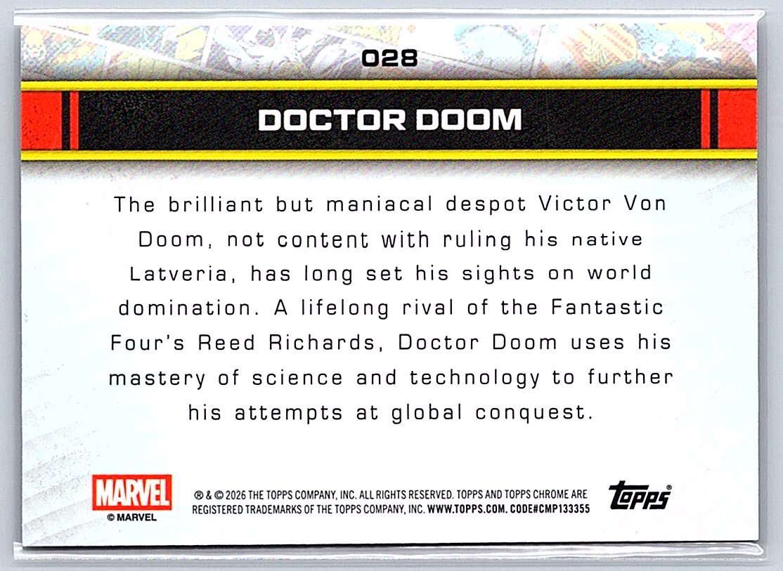 Doctor Doom Topps Marvel Comics Chrome 2026 #028 - NM