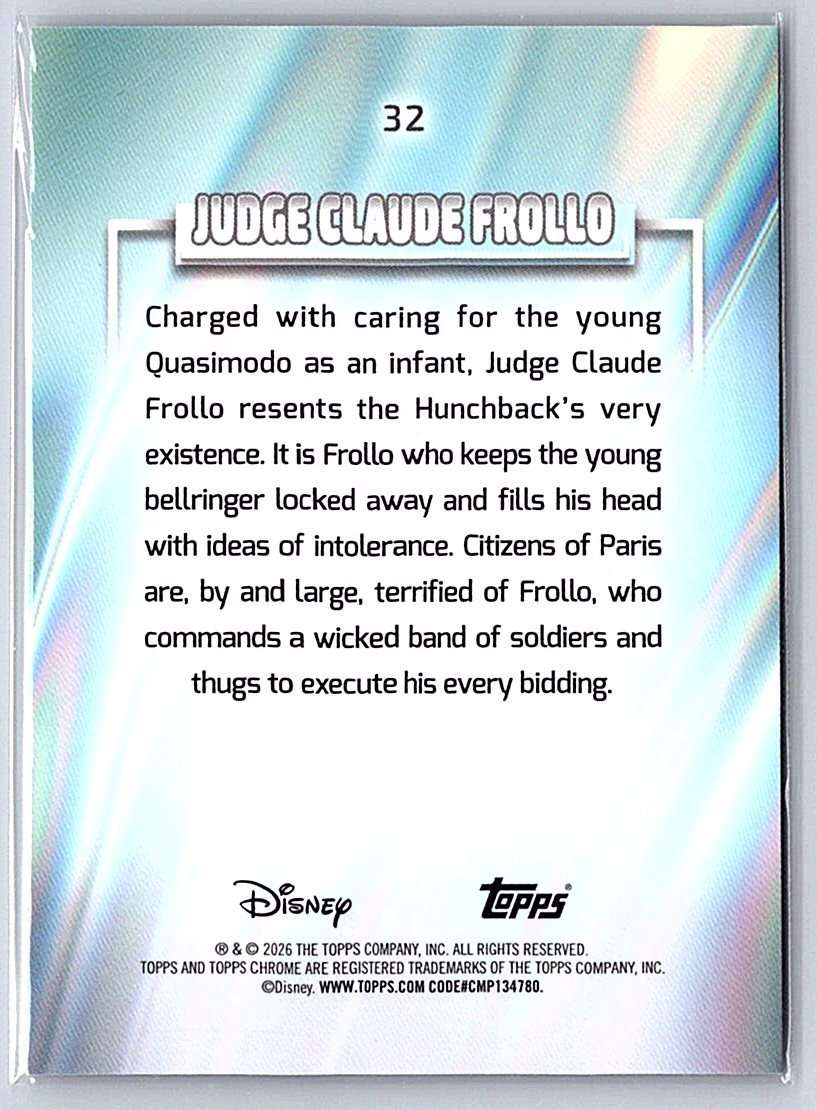 Judge Claude Frollo Topps Disney Chrome 2026 #32 (Refractor) - NM