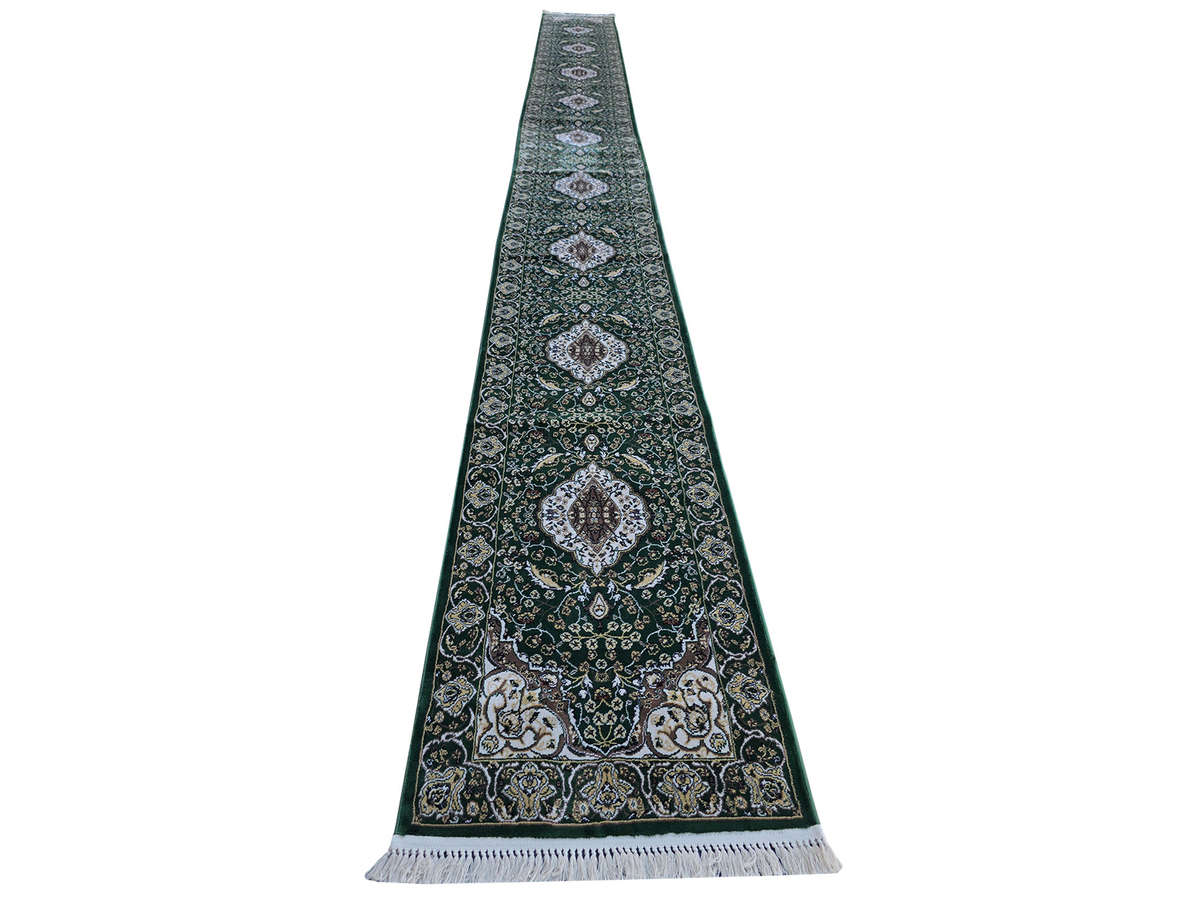 Beautiful Kashan Style 8 Meter Green Runner 800 x 80 CM