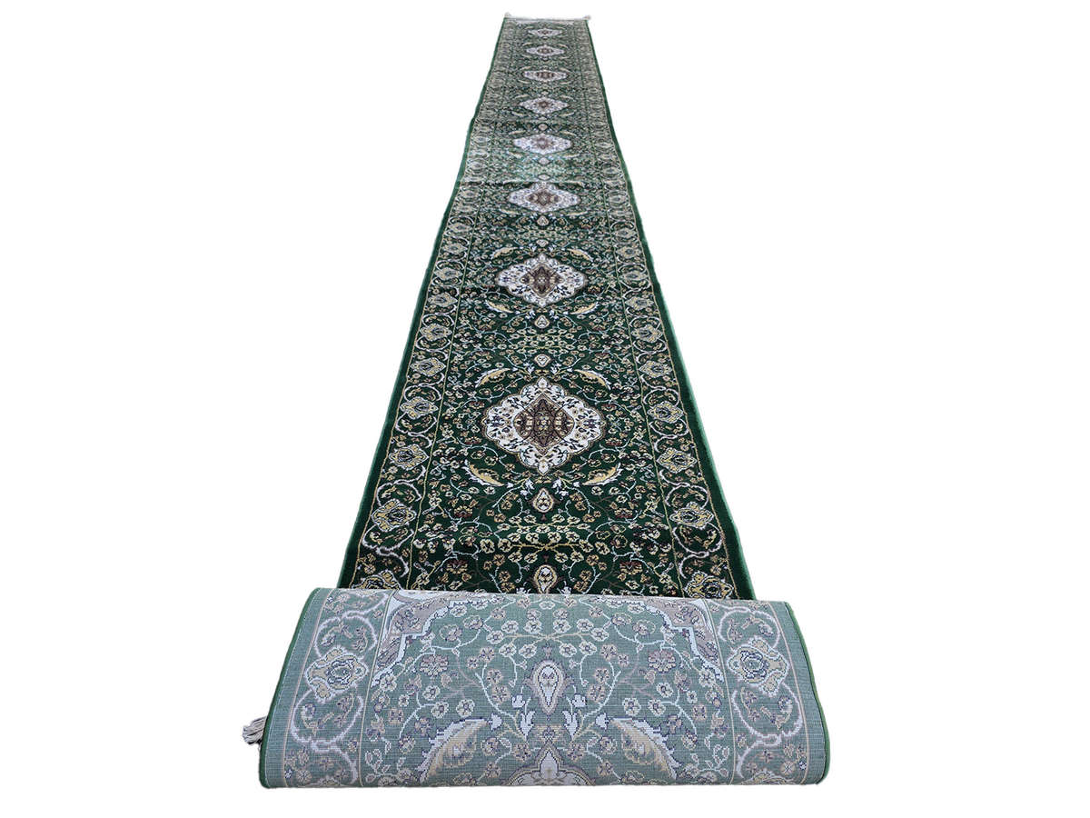Beautiful Kashan Style 8 Meter Green Runner 800 x 80 CM