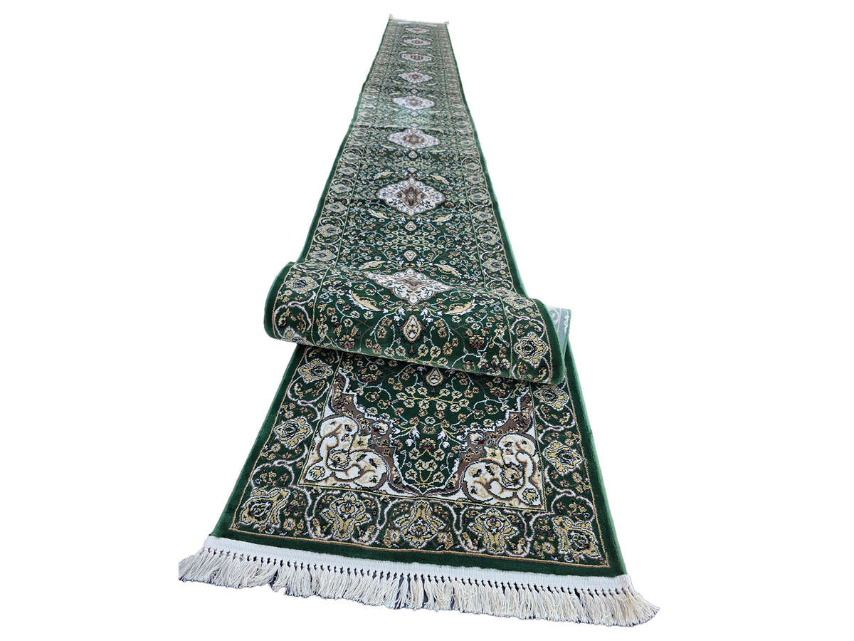 Beautiful Kashan Style 8 Meter Green Runner 800 x 80 CM