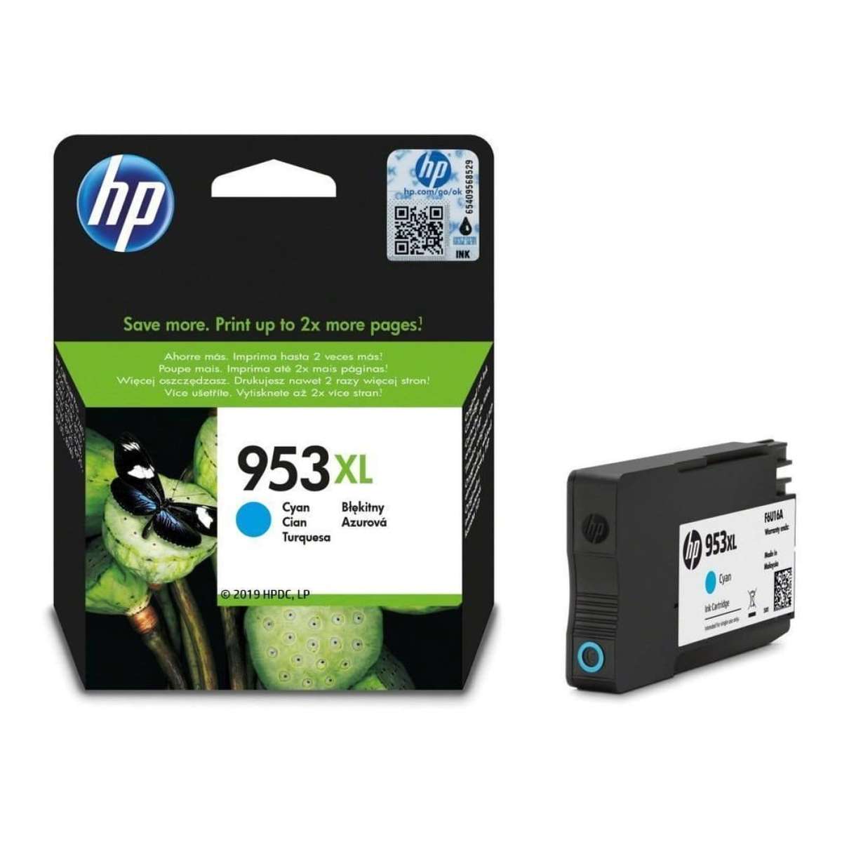 HP 953XL Cyan High Yield Printer Ink Cartridge Original F6U16AE Single-pack