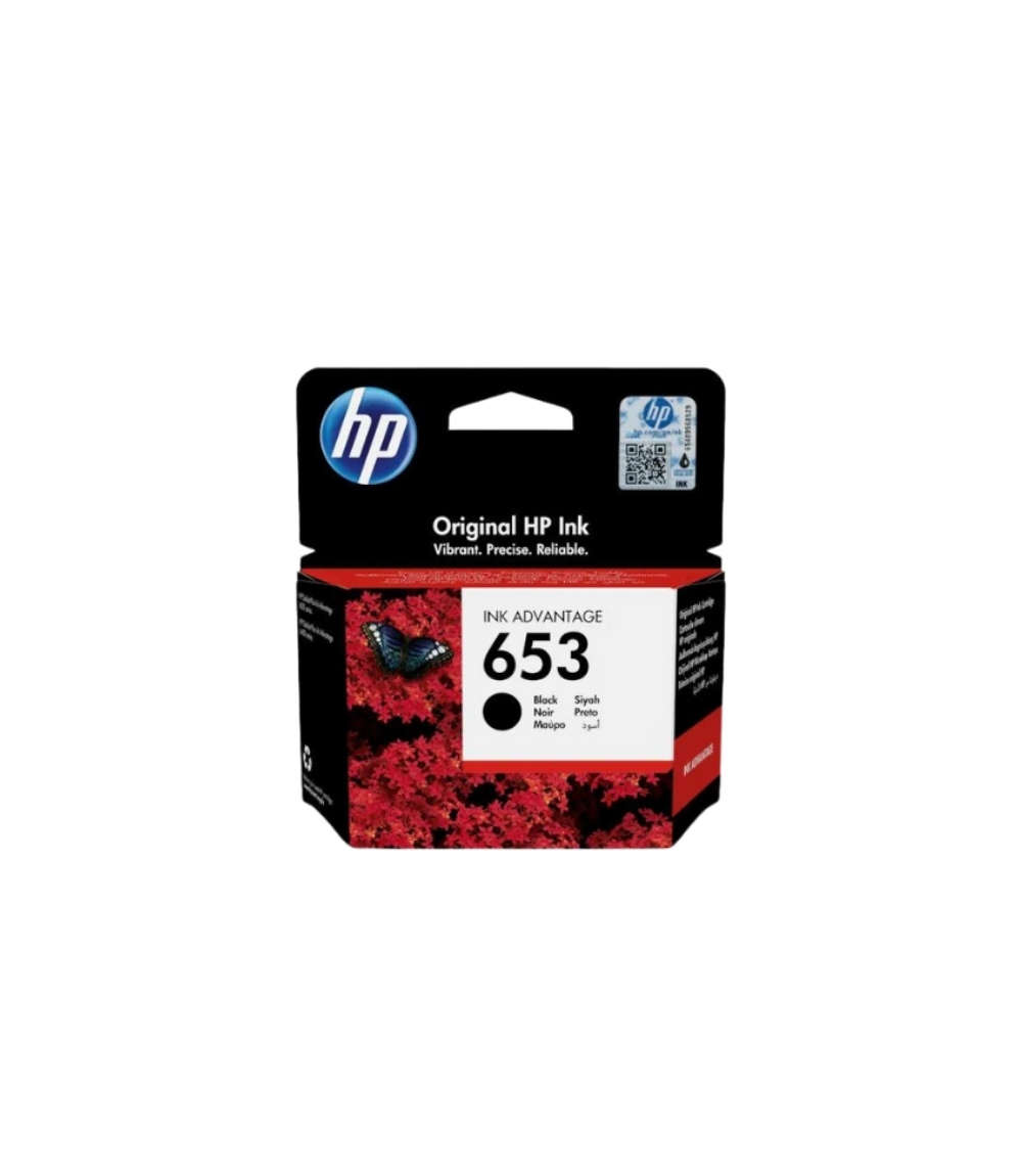 Original HP 653 Ink Advantage Black Standard Yield Printer Cartridge 3YM75AE Single-pack