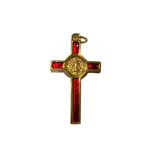 Saint Benedict Crucifix Small Red and Gold