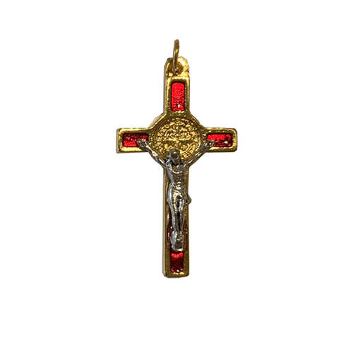 Saint Benedict Crucifix Small Red and Gold