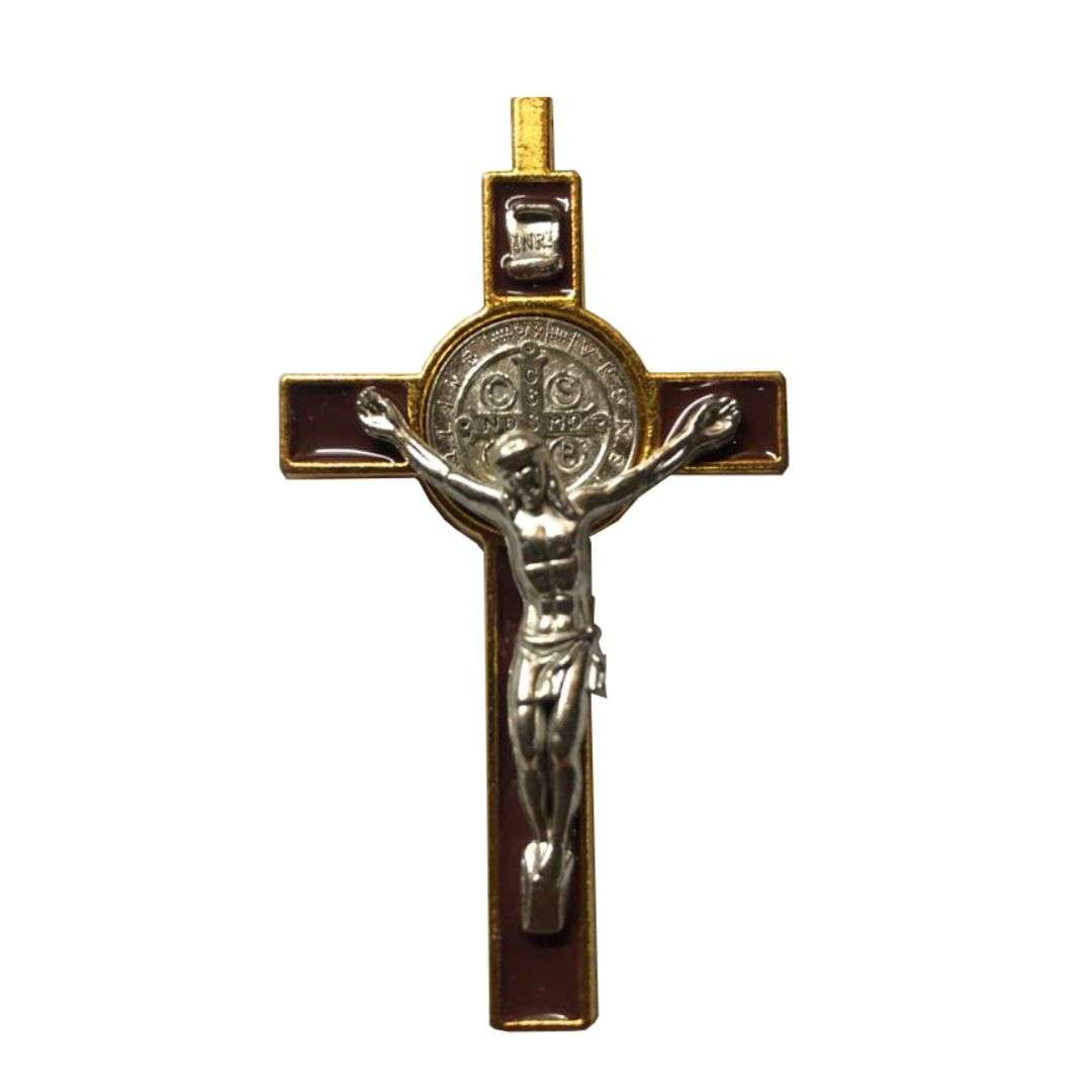 Saint Benedict Crucifix Medium Brown and Gold