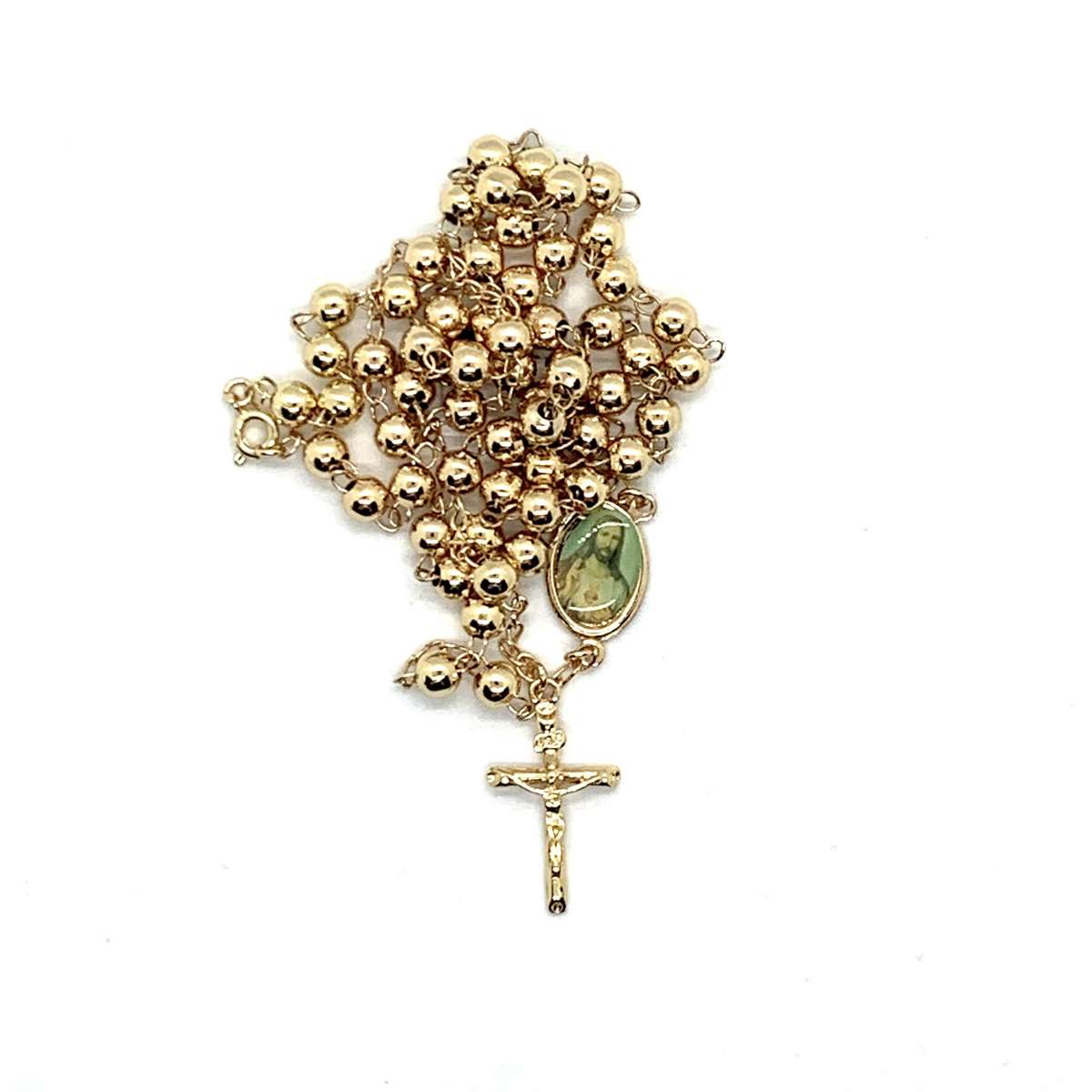 Large Gold Bead Rosary Necklace
