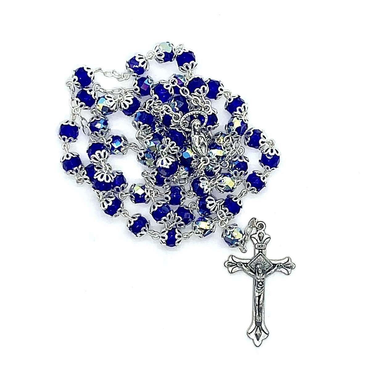 Chrystal Rosary Light Blue With Silver Caps - 43.20g