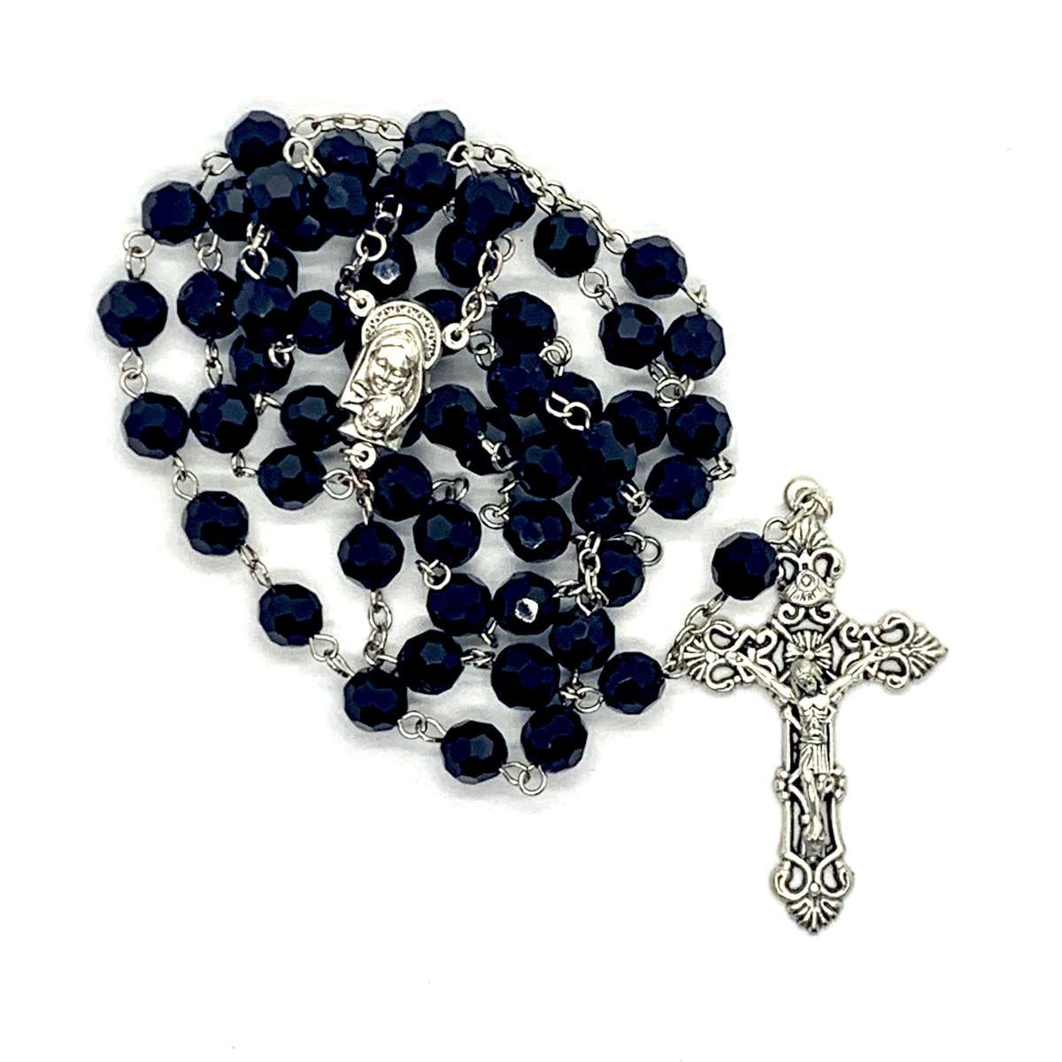Black Faceted Chrystal Rosary - 49g