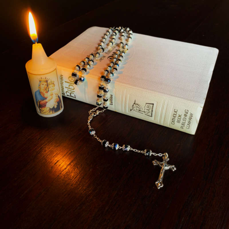 Chrystal Rosary Dark Blue with Silver Caps