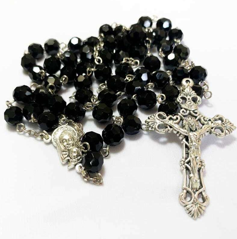 Black Faceted Chrystal Rosary