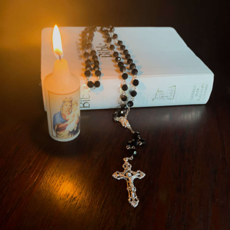 Black Faceted Chrystal Rosary