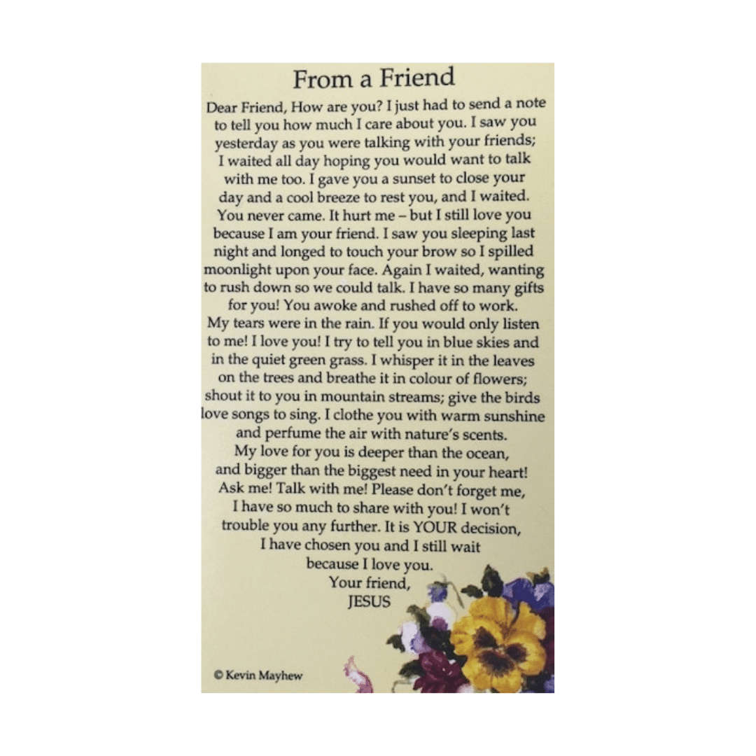 From a Friend Holy Card