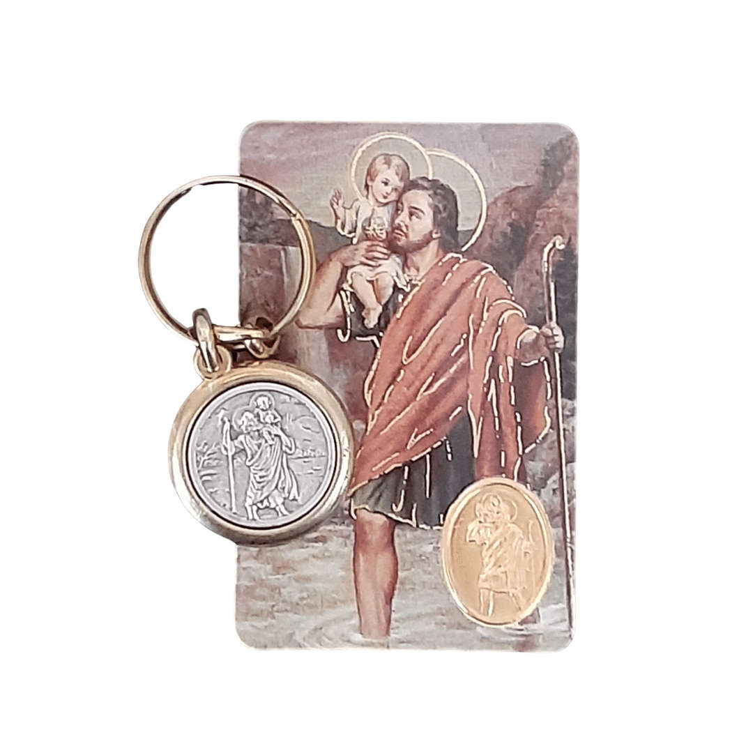Two Tone St Christopher Keyring and Card