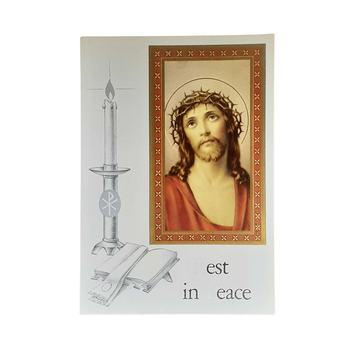 Rest in Peace Mass Card Jesus With Crown