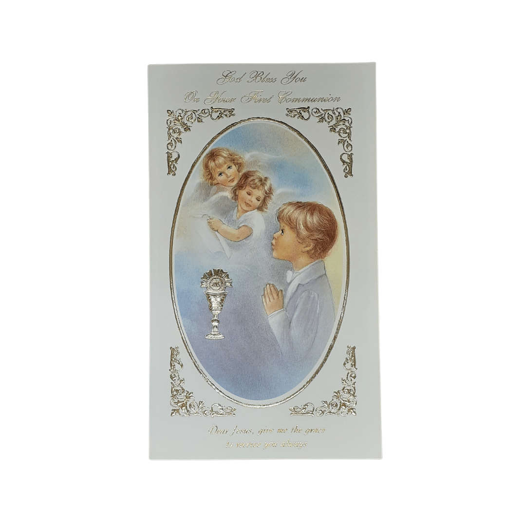 Gilt and White First Holy Communion Card