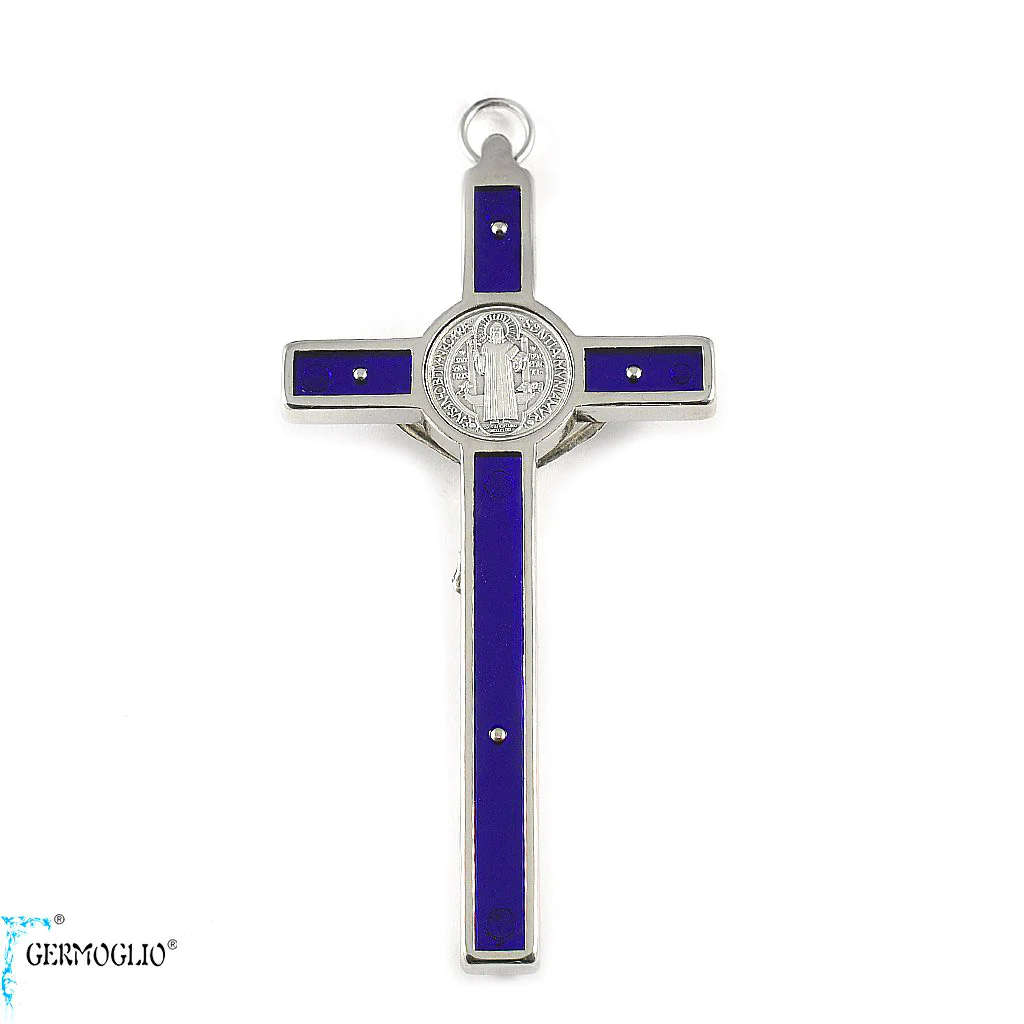 10.5cm St Benedict Crucifix - Blue Inlay