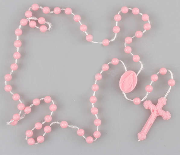 Pink Plastic Cord Rosary
