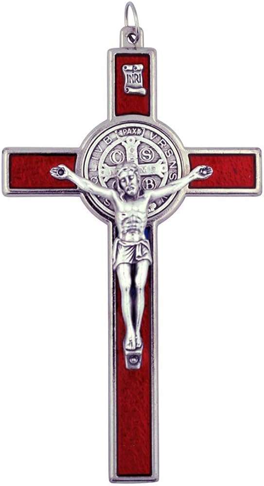 10.5cm St Benedict Crucifix - Red Translucent inlay