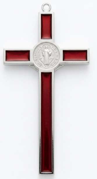 10.5cm St Benedict Crucifix - Red Translucent inlay