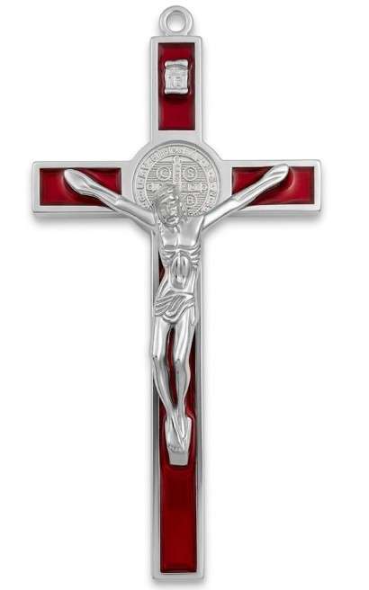 10.5cm St Benedict Crucifix - Red Translucent inlay