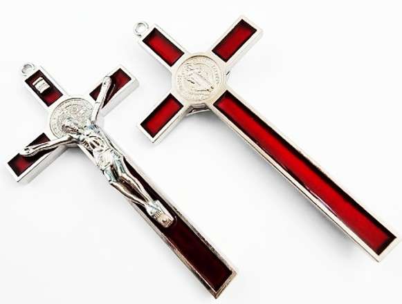 10.5cm St Benedict Crucifix - Red Translucent inlay