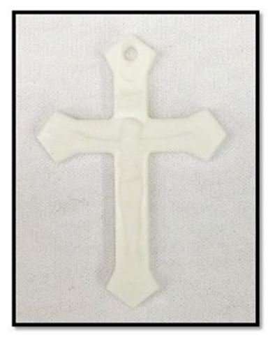 5cm - Mission White Ornate Plastic Crucifix