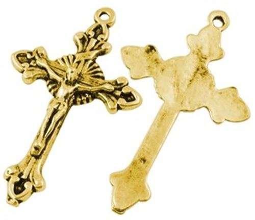 Scalloped Bordered Sun Crucifix  - gold