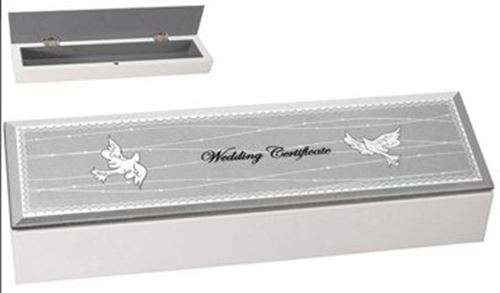 Wedding Certificate / Memorabilia Silver Dove Gift Box