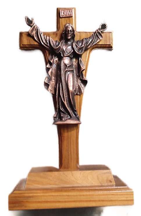 38cm Risen Lord Standing Crucifix in Kiaat