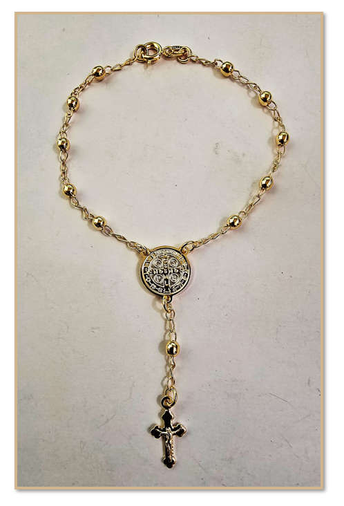 18kt Gold Filled St Benedict Rosary Bracelet