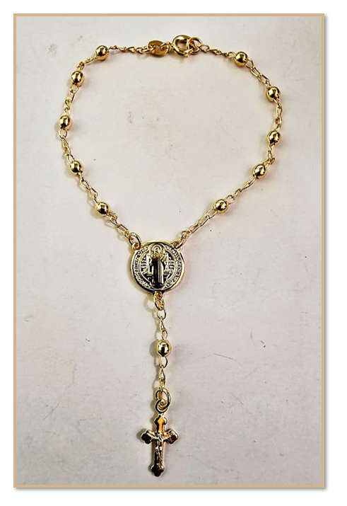 18kt Gold Filled St Benedict Rosary Bracelet