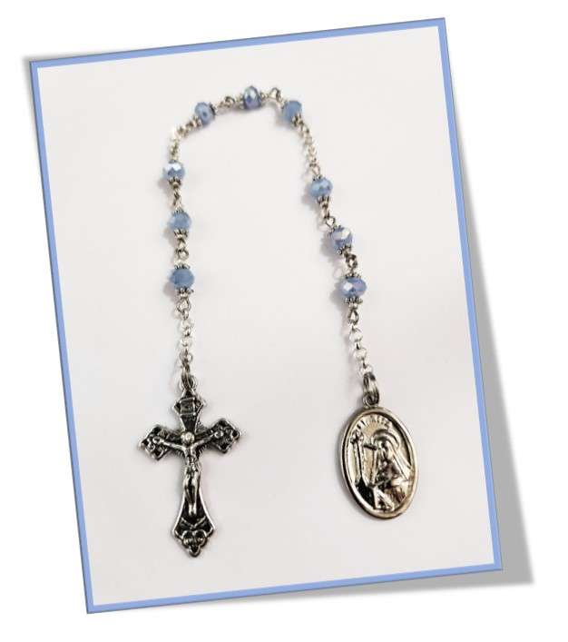 Chaplet of St Rita - Blue Glass crystal (PATRON abuse, loneliness, sterility, difficult marriages...