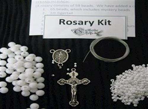 Catechism Threaded Rosary Kit - White